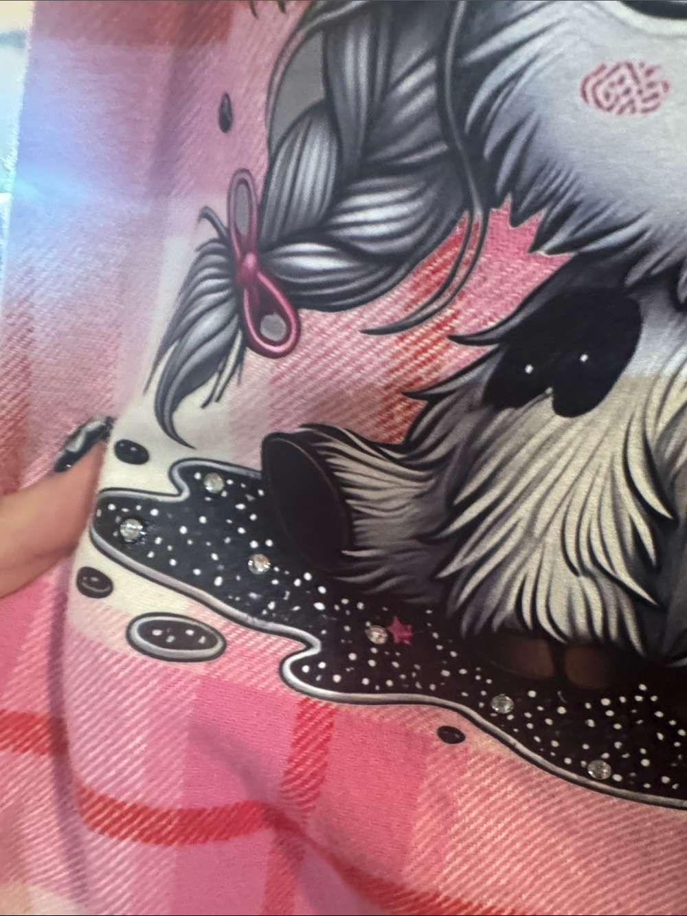 Hot Mess Cow Graphic Pink Plaid Shirt - Picture 3 of 3
